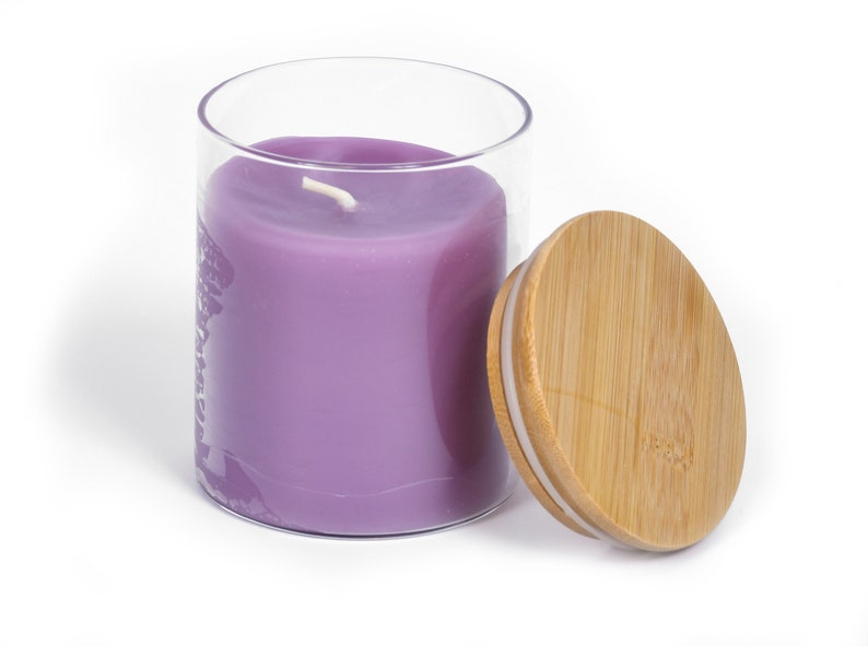 Pure Beeswax Aromatherapy Jar Candle with Pure Essential Oils - USA Bees Wax in Glass Container with Bamboo Lid from BeeTheLight Lavender - Relax