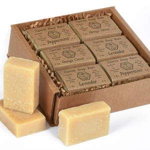 Pure Castile Bar Soap, Handmade with Fair Trade and Organic ingredients, Peppermint, Orange Citrus, Lavender and Unscented by BeeTheLight