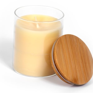 Pure Beeswax Aromatherapy Jar Candle with Pure Essential Oils - USA Bees Wax in Glass Container with Bamboo Lid from BeeTheLight Honey Vanilla