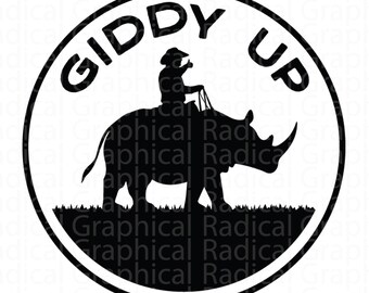 Super Radical  Giddy Up Rhino Cowboy | SVG PNG File | Instant Digital Download for Cricut or Silhouette