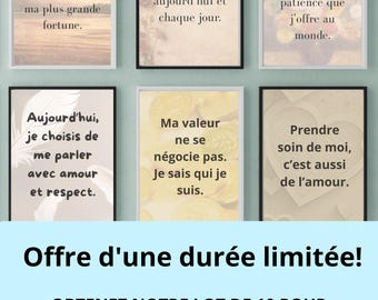 Partia 10 francuskich motywujących cytatów - Décoration Murale Afirmacje Pozytywy - Art Numérique Bien-être - Cadeau Spirituel Amour de S
