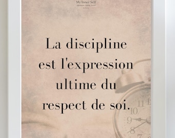 Affiche Discipline Respect de Soi - Art Mural Biuro Motywacyjne - Citation Inspirante Entreprenariat - Décoration Minimaliste Cadeau Lui Ell