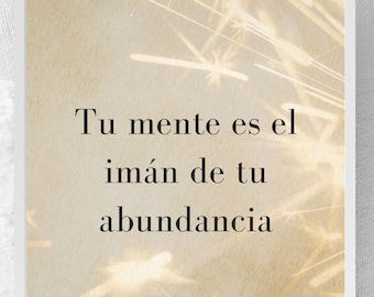 Twój umysł jest magnesem Twojej obfitości – cyfrowa fraza manifestacji, minimalistyczna sztuka ścienna, dekret dobrobytu, wydruk premium