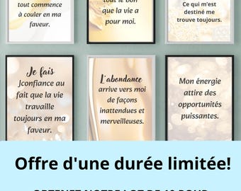 Partia 10 cytatów Abondance et Énergie Positive - Décoration Murale Or - Art Numérique Manifestation Argent - Afirmacje Prospérité Fran