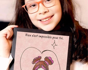 Oryginalny Dessin Cataliny „Rien n'est niemożliwe” | Mural artystyczny do Chambre de Fille | Inspirujący plakat Numérique | Zachęta Cadeau