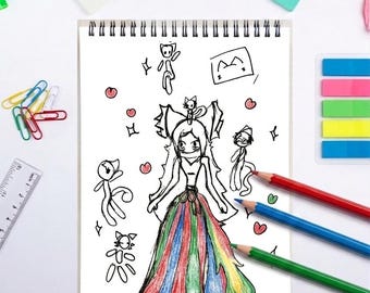 Oryginalny Dessin autorstwa Cataliny „L'Art de Créer” | Kolorowanka do druku dla dzieci | Zajęcia Twórcze i Magiczne | Plakat numeryczny PDF | grudzień