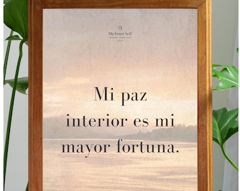 Wydruk cyfrowy mojego cytatu o wewnętrznym spokoju, obfitości i wdzięczności, drukowana sztuka ścienna, minimalistyczny wystrój krajobrazu, dar duchowy