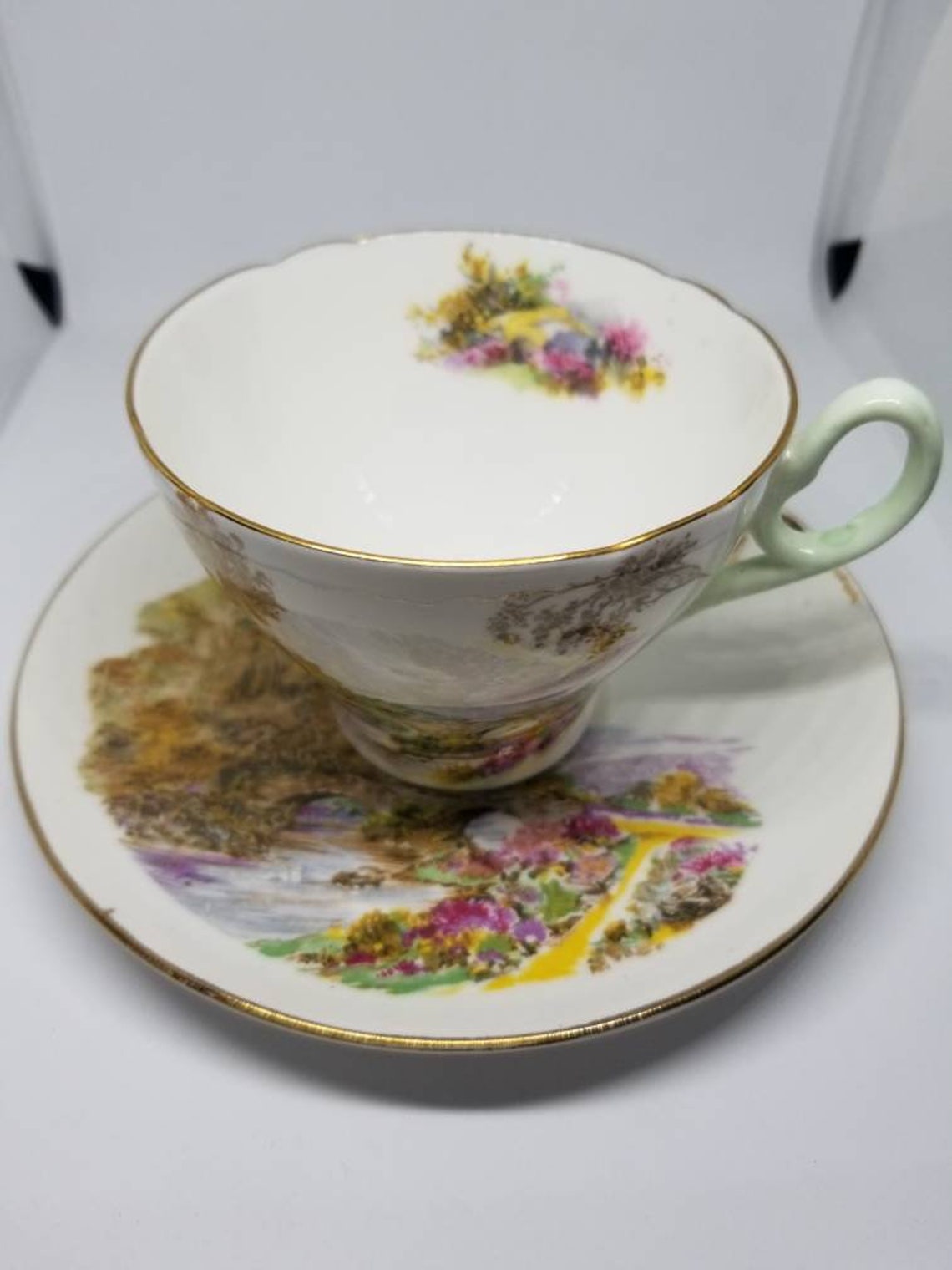 Vintage Shelley England fine bone china Heather tea cup saucer Etsy