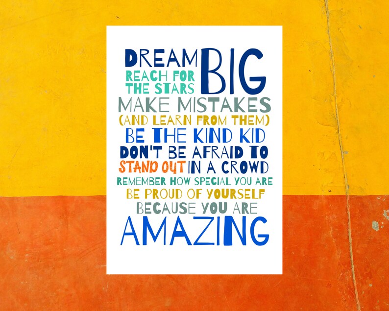 PRINTABLE encouragement quote poster gift for teen boy blue  Etsy