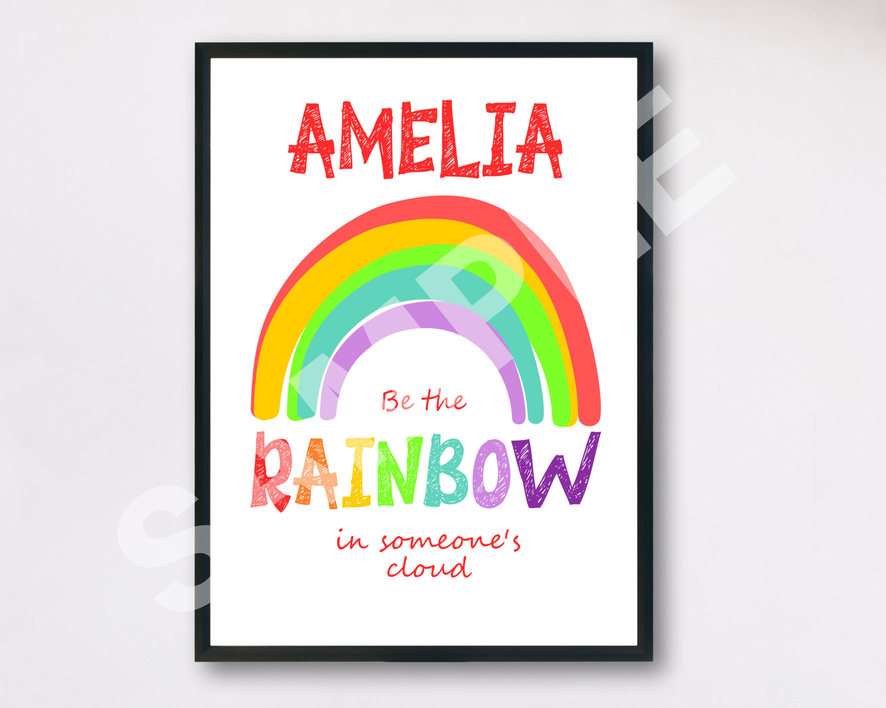 printable be the rainbow personalized poster custom girls wall art