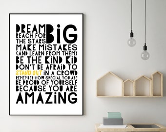 Inspirierender Teenager Zitat Druck: Positive schwarz weiß Wand Kunst (Digitaler Download)