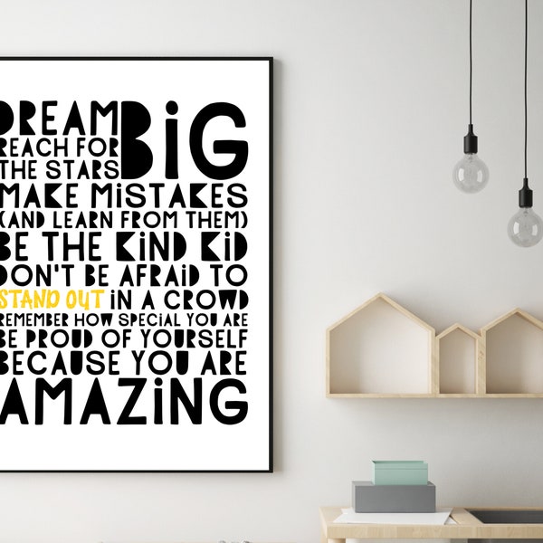 PRINTABLE encouragement quote poster, gift for teen, teen black and white room decor, teens inspirational quote print, positive wall art