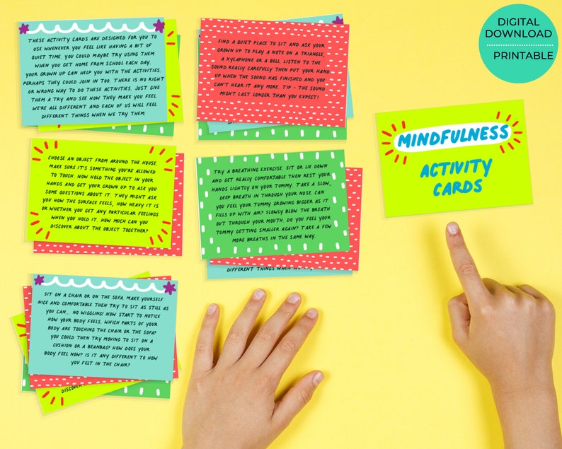 Kids mindfulness cards mindful printable mindfulness gift | Etsy