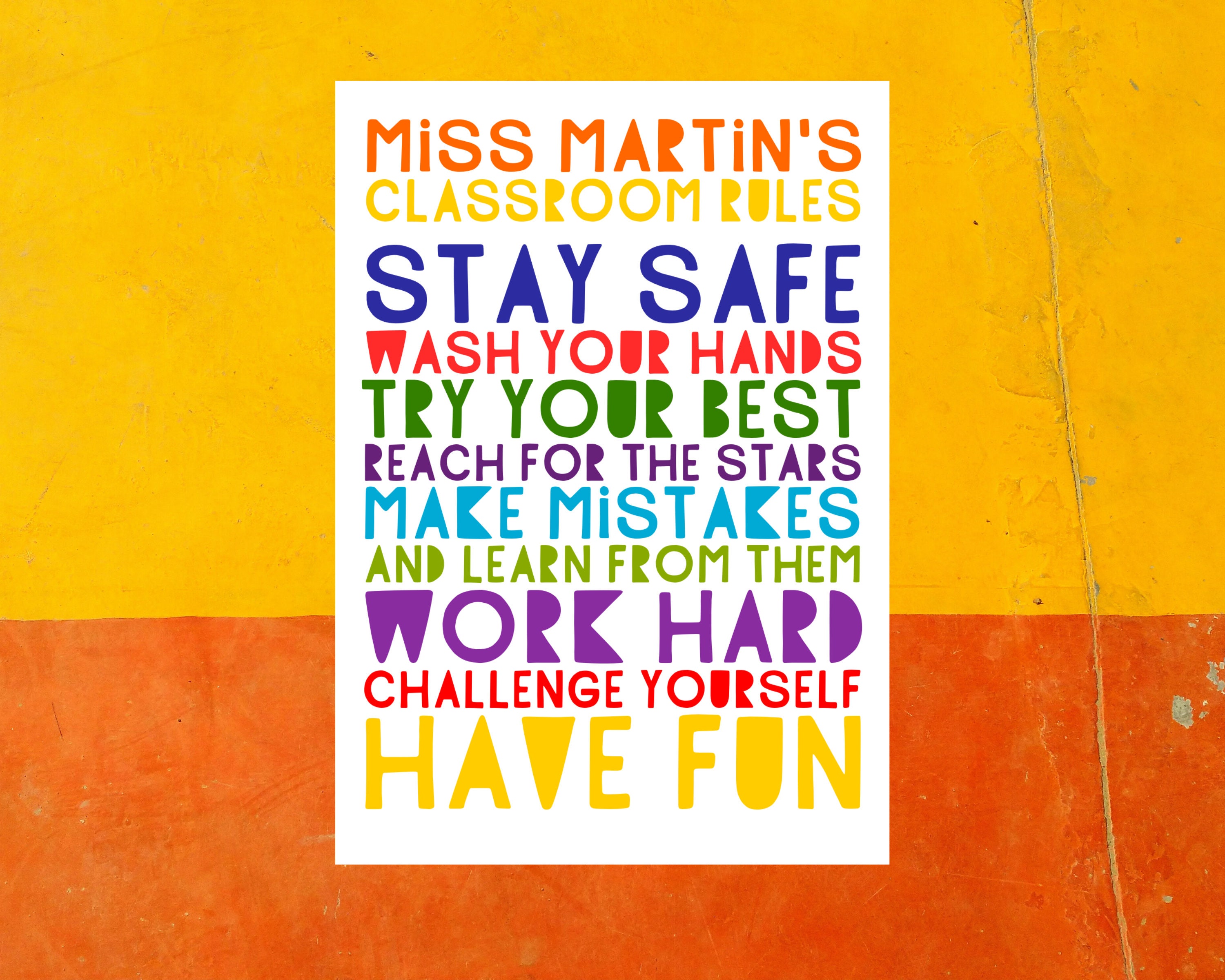 PRINTABLE Stay Safe Have Fun Classroom Poster Personalised - Etsy UK