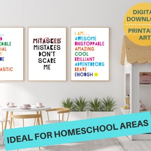 3 classroom motivational quote digital poster prints, positive wall art for kids, classroom decor, classroom prints bundle, INSTANT DOWNLOAD