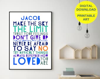 Teenager Inspiration Poster personalisiert: Positives Zitat Art (Digitaldruck)
