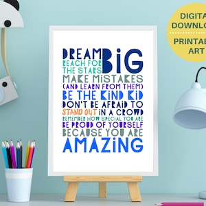 Poster di citazione di incoraggiamento STAMPABILE, regalo per ragazzo adolescente, arredamento della camera per adolescenti, stampa di citazione ispiratrice per adolescenti, arte da parete positiva