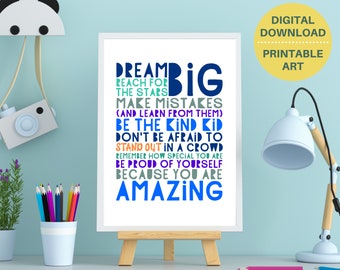 Inspirational Spruch Poster: Jugendzimmer Dekor (Digitaler Download)