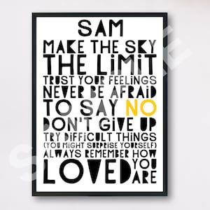 PRINTABLE Positive Quote Personalized Poster, Custom Teen Wall Art ...
