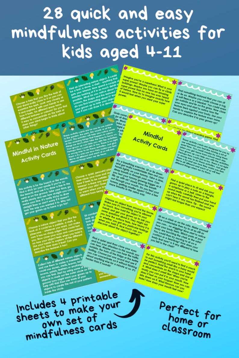 PRINTABLE mindfulness cards set kids mindful activity cards | Etsy