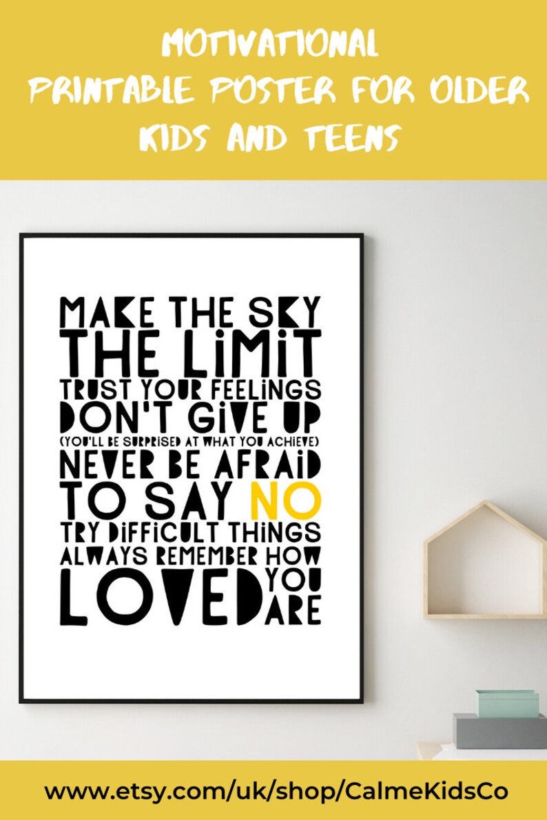 PRINTABLE Positive Word Art Poster Gift for Teen Teen Etsy