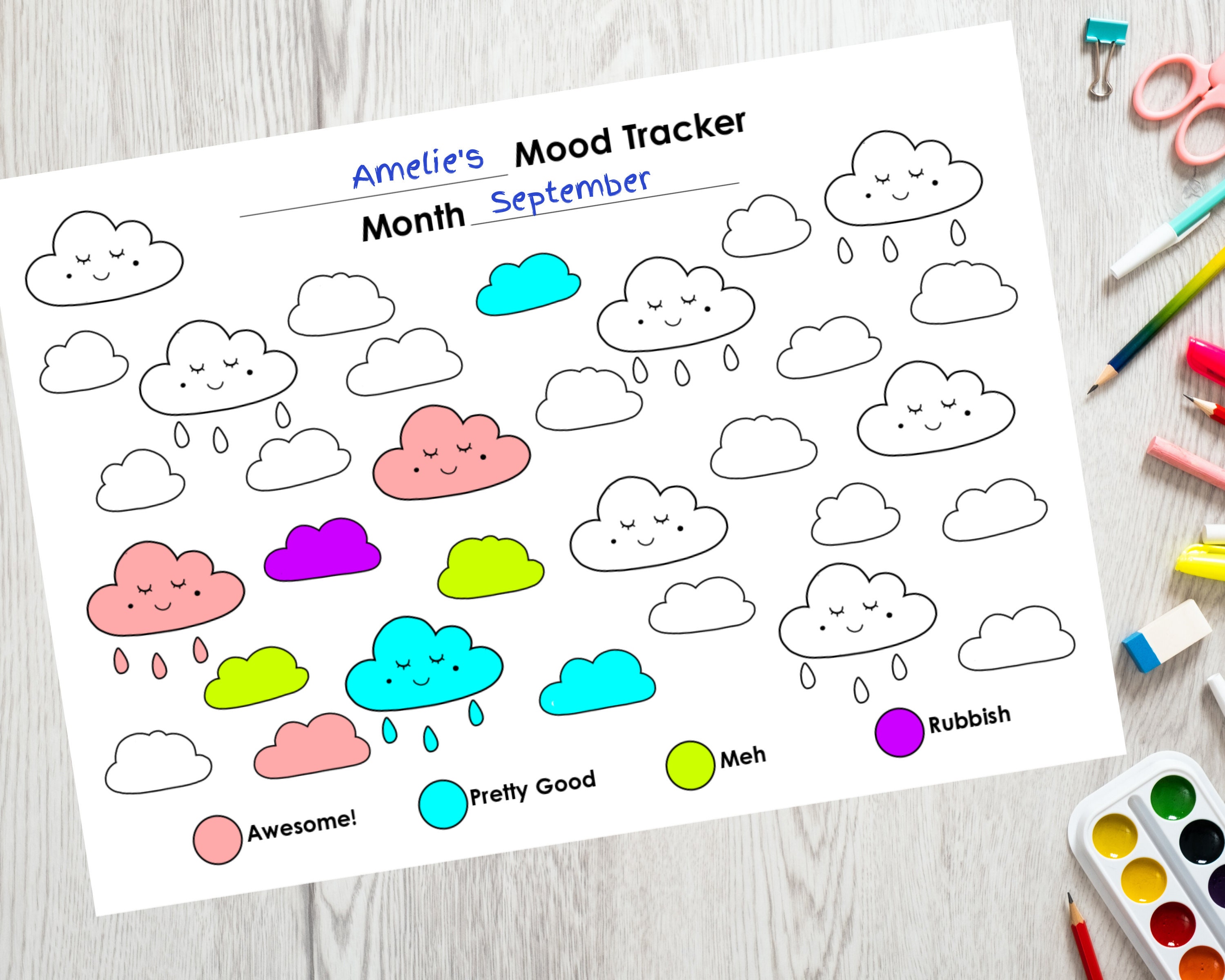 Mood Tracker Cute Printable