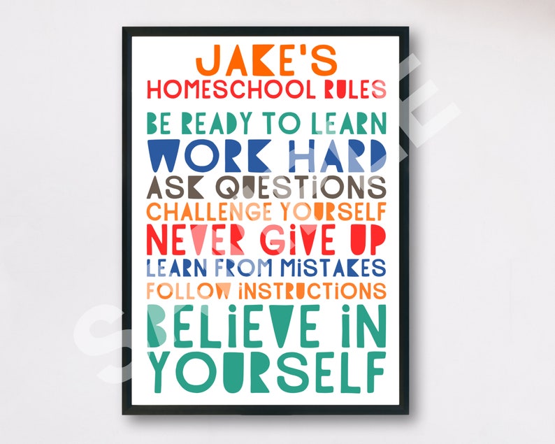 Homeschool Rules printable homeschool personalised print | Etsy