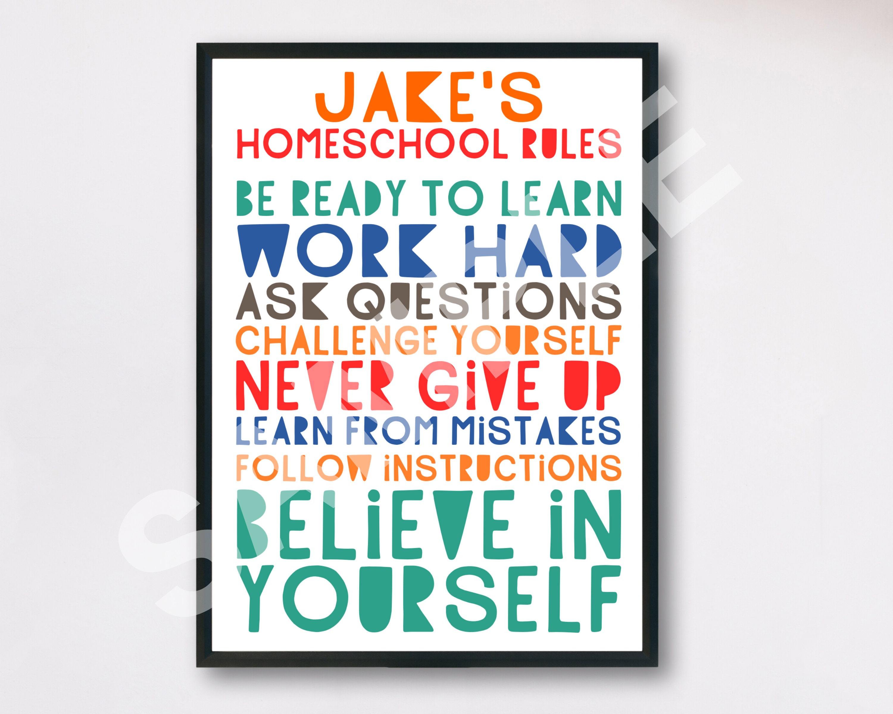 Homeschool Rules Printable Homeschool Personalised Print - Etsy UK
