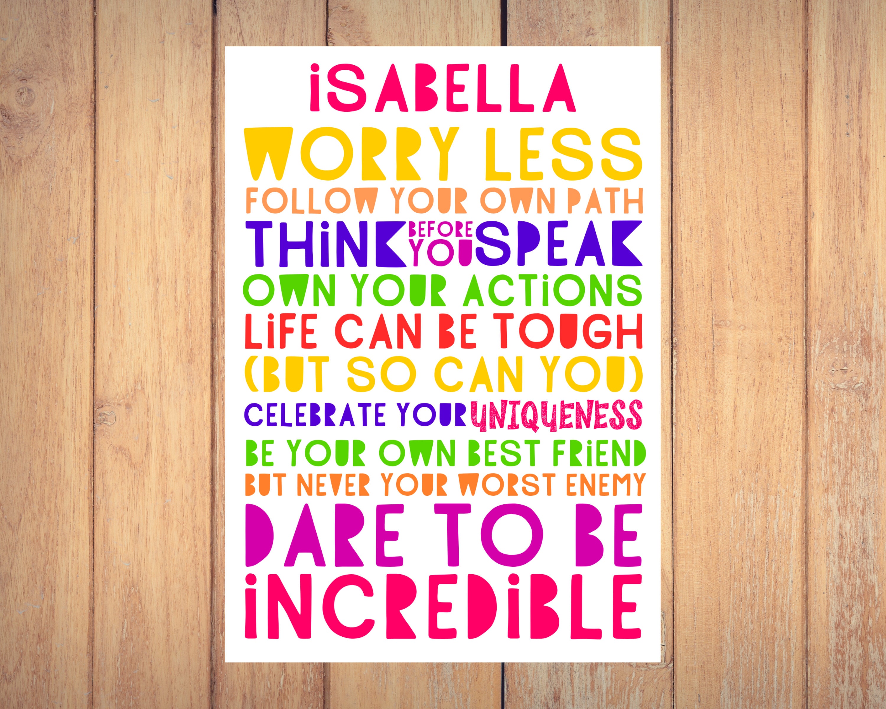 PRINTABLE Be Incredible personalized poster custom girls PRINTABLE Be Incredible personalized poster custom girls
