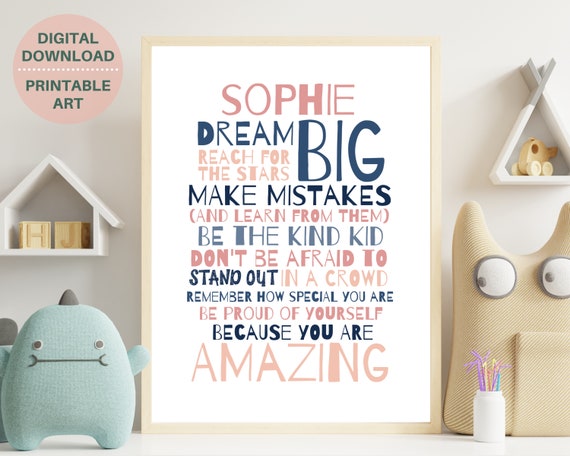 Personalized Teen Girls Inspirational Quote Print PRINTABLE - Etsy UK