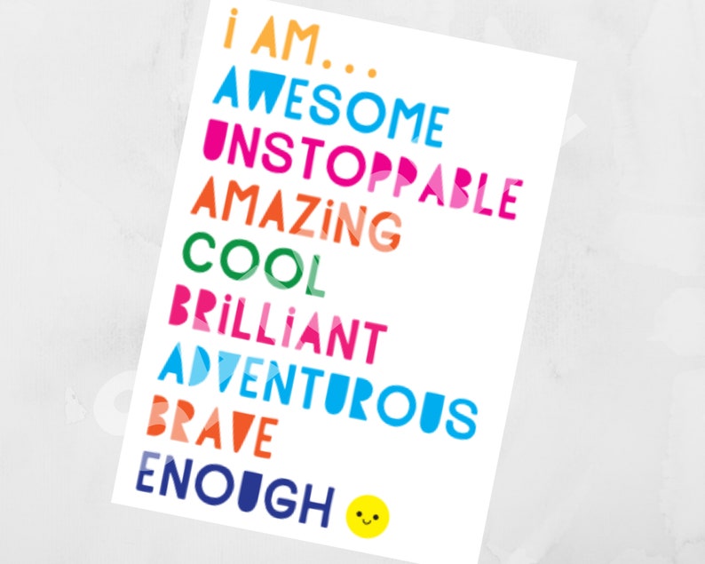 Set of 3 Motivational Word Art Prints Kids Positive Etsy