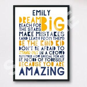 Inspirational Quote Personalized Poster, Gift for Teen Girl, Teen Room ...