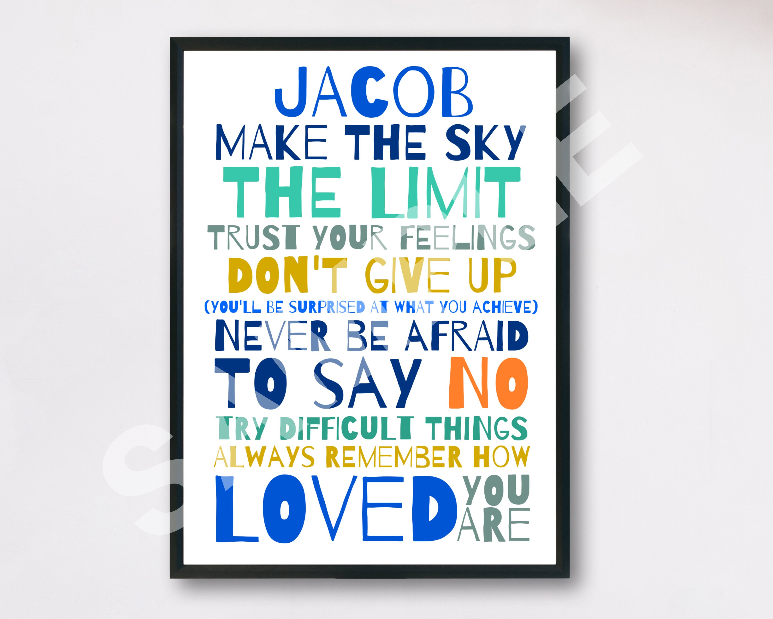 PRINTABLE Don't Give Up customized poster, personalized teen wall art