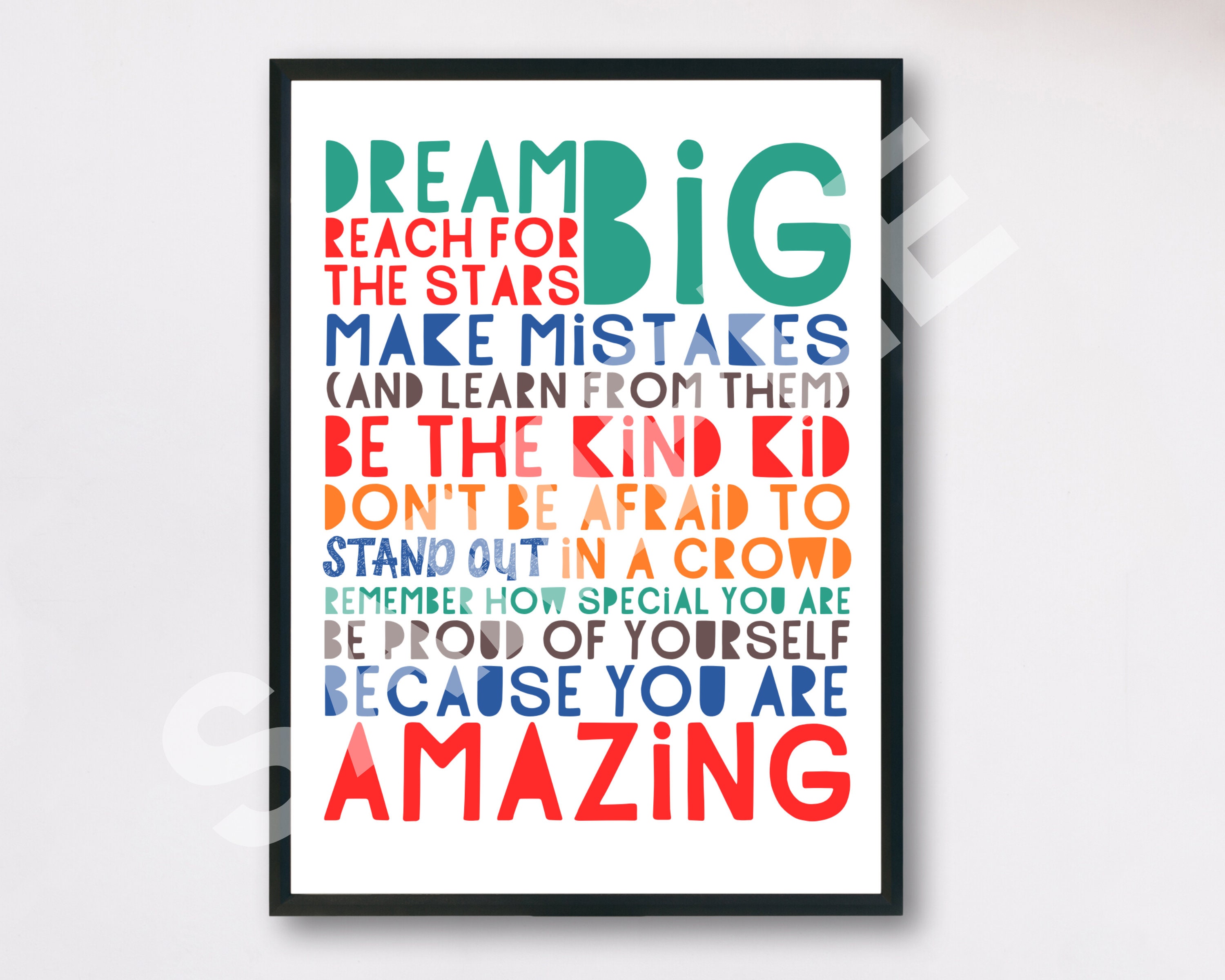 PRINTABLE Dream Big Word Art Poster Teens Positive Wall Art Etsy