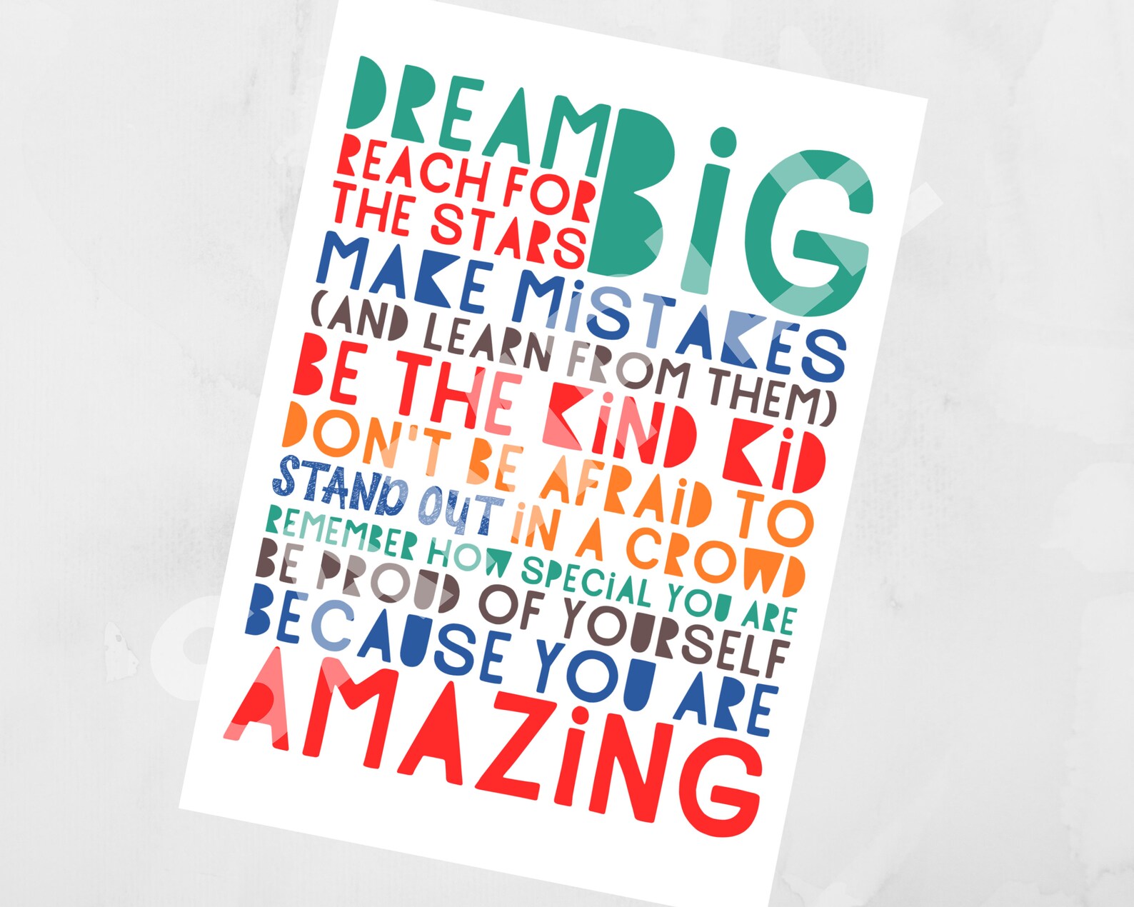 PRINTABLE Dream Big Word Art Poster Teens Positive Wall Art Etsy