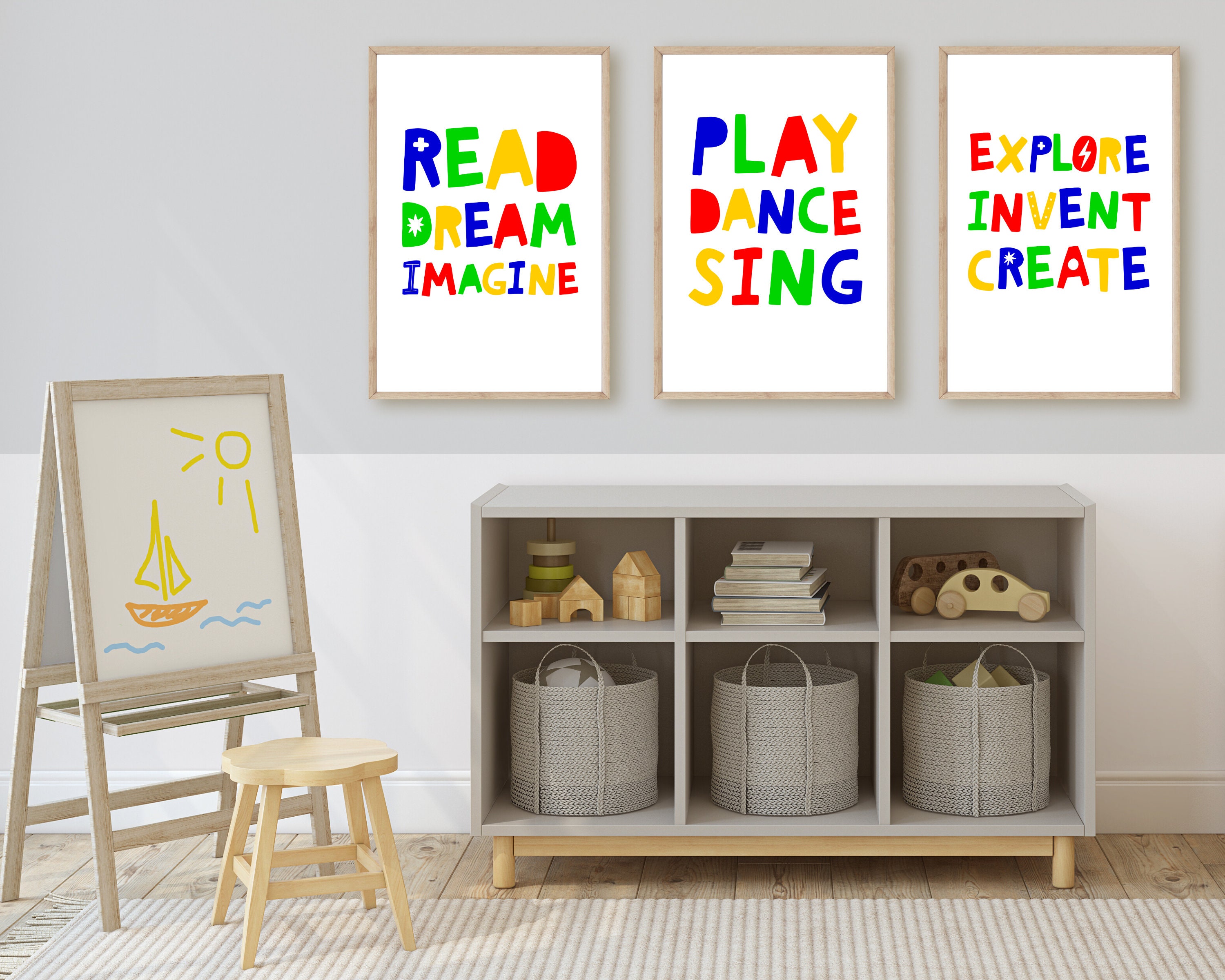 Set of 3 playroom signs creative play posters PRINTABLE Etsy España