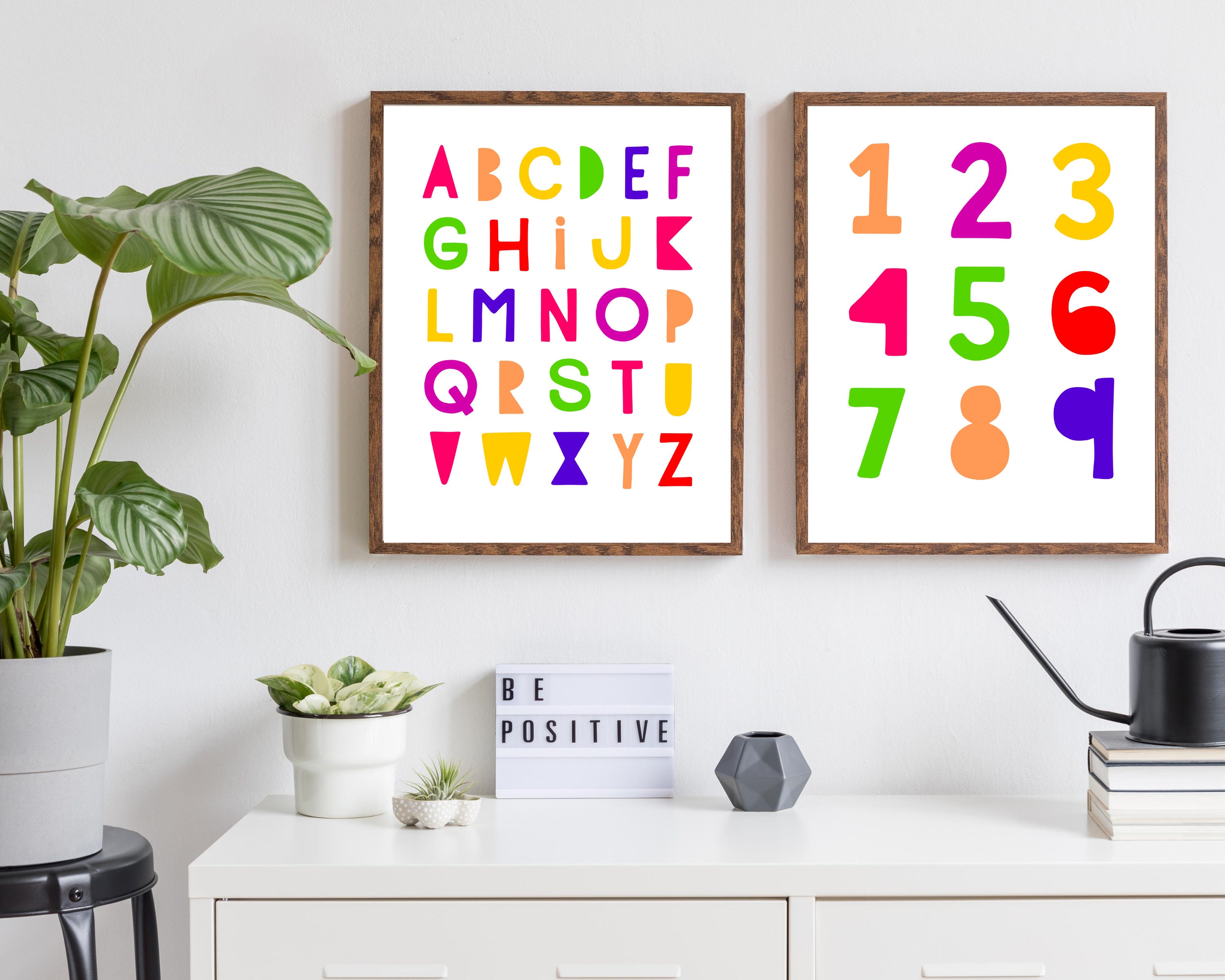 PRINTABLE set of 2 educational wall art posters, kids numbers and