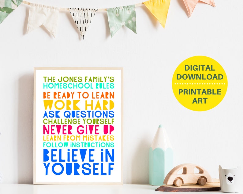 Homeschool Rules PRINTABLE Poster Personalized Homeschool | Etsy