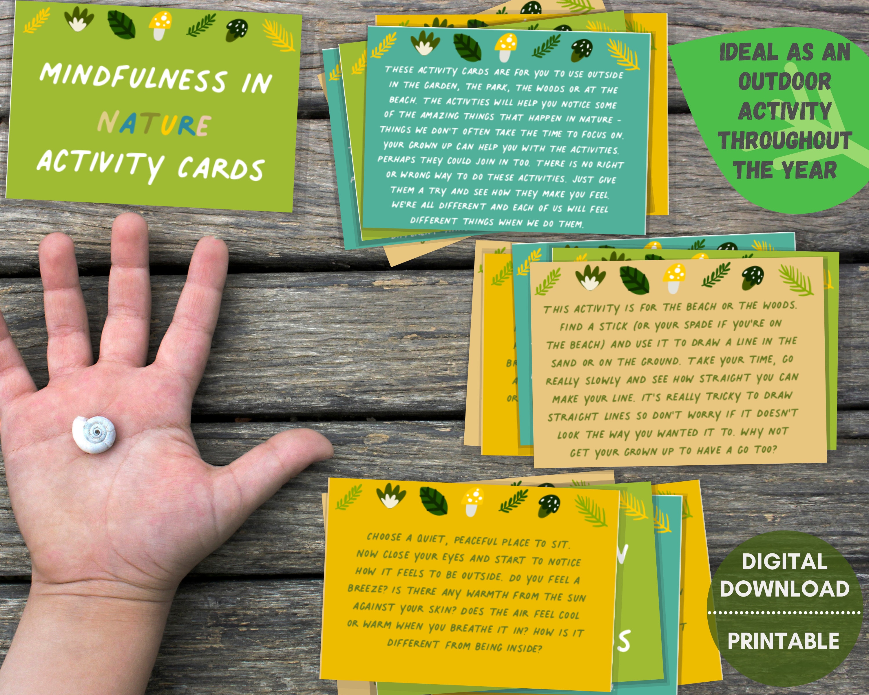Kids Mindfulness Cards PRINTABLE Mindfulness in Nature | Etsy