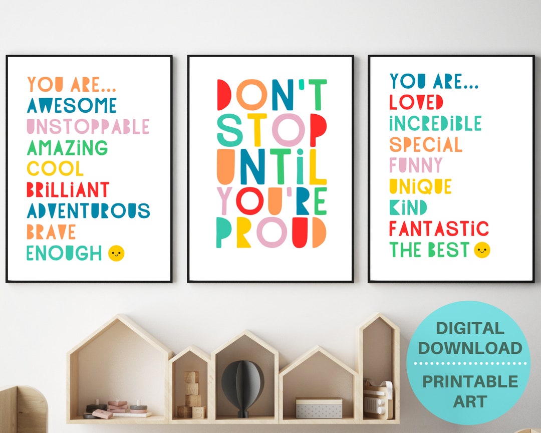 Kids Inspirational Wall Art, Homeschool Digital Poster Prints, Kids ...