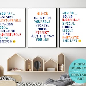 Inspirierende Zitate druckbare Wandkunst, jungen Zimmer Dekor, personalisiertes Geschenk für junge, Galerie Wandkunst, Affirmation Druck, Wand-Kunst-Bundle