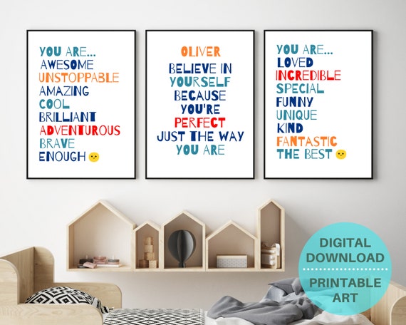 Inspirational Quotes PRINTABLE Wall Art Boys Room Decor - Etsy