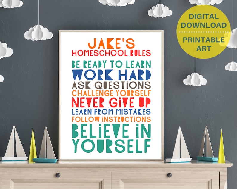 Homeschool Rules Printable Homeschool Personalised Print - Etsy