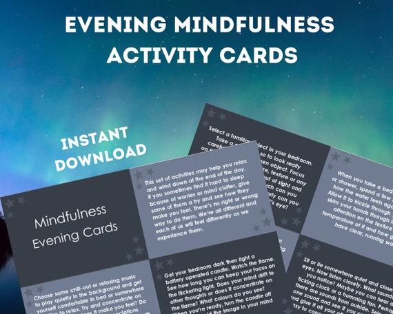 Teens Kids Bedtime Mindfulness Cards Instant Download Mindfulness Activity Bedtime Routine Routine Cards Calming Aid Stress Relief