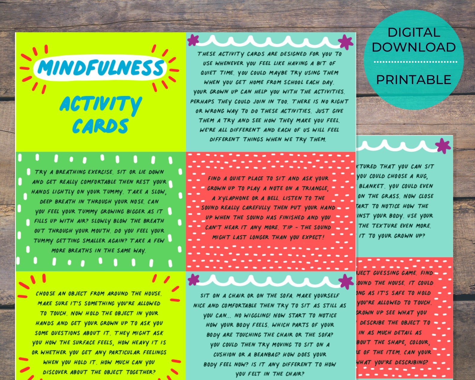 Mindfulness Cards Kids Mindful Printable Mindfulness Gift - Etsy UK