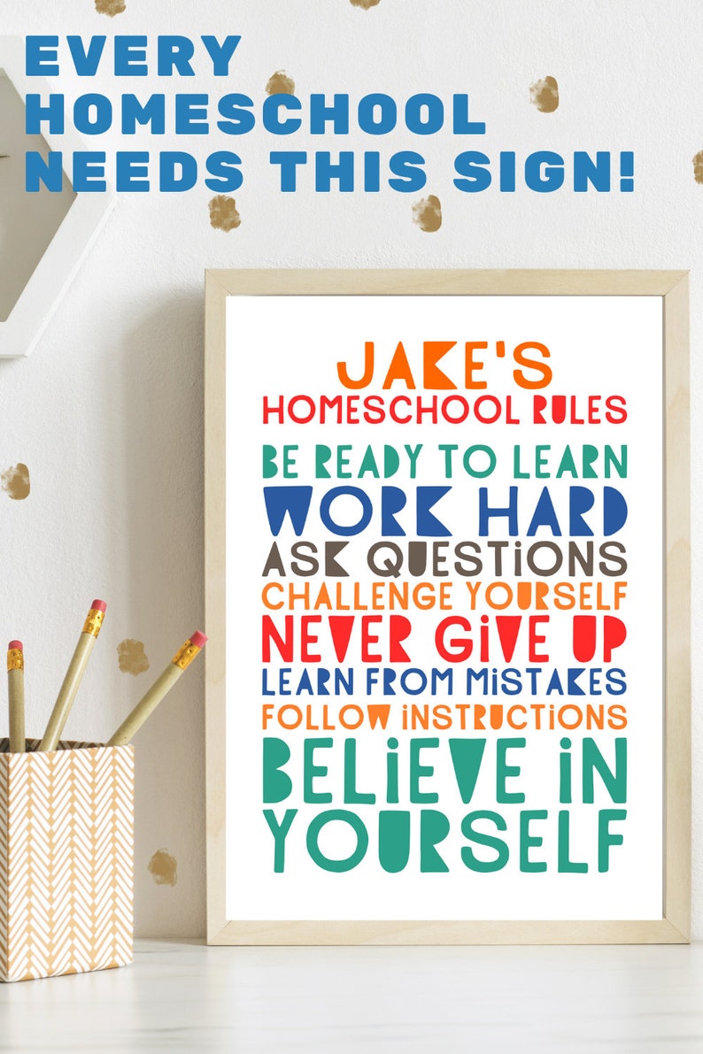 Homeschool Rules Printable Homeschool Personalised Print Etsy UK