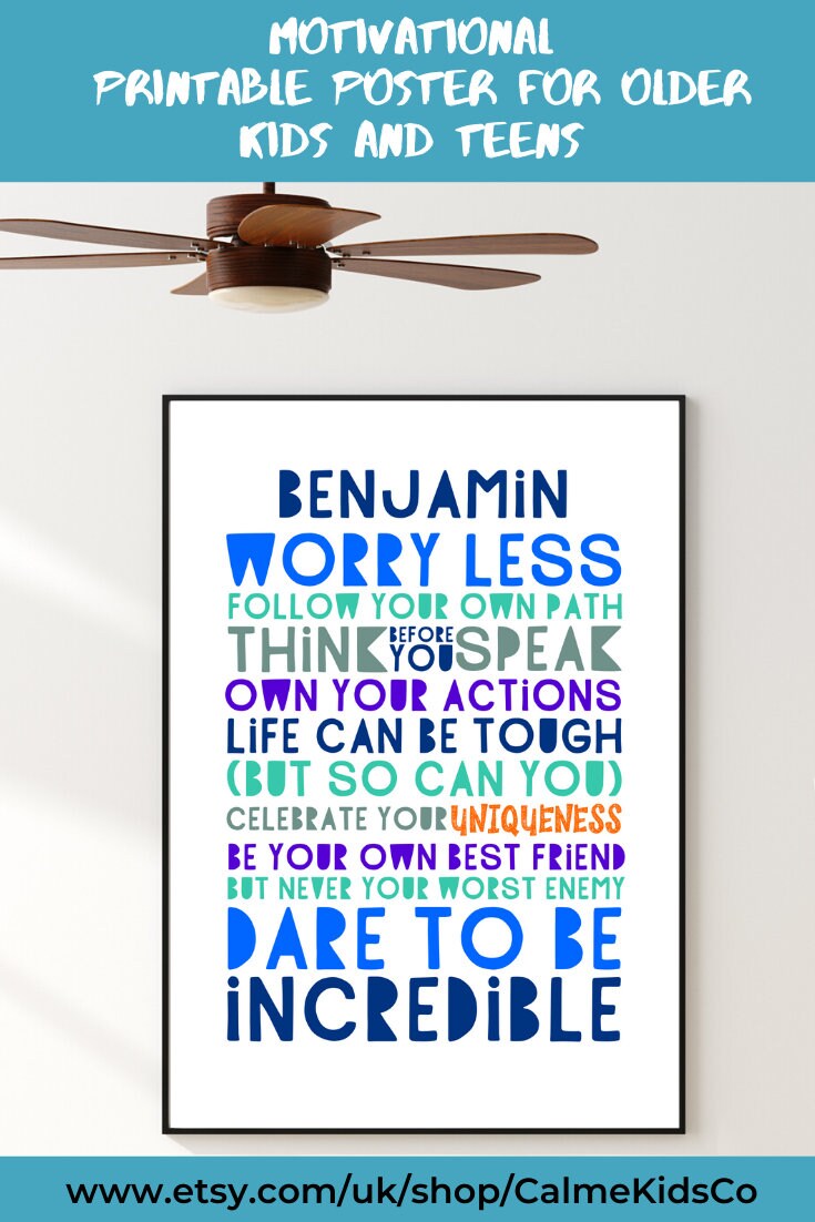 printable worry less personalized poster custom boys wall art teen