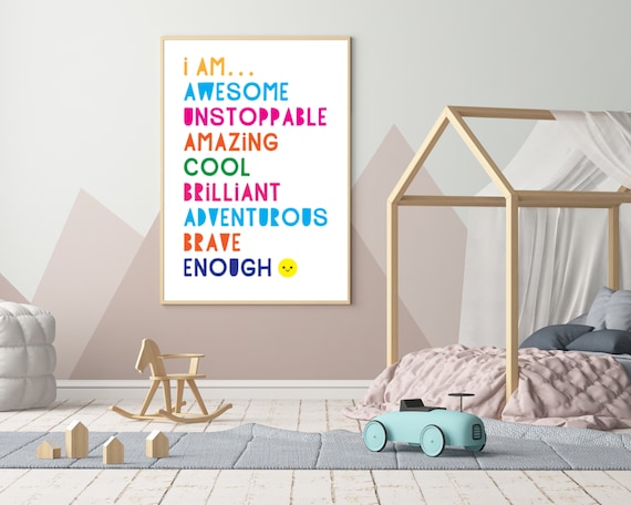 I AM AWESOME Printable Kids Wall Art, Girls Room Decor, Girls ...