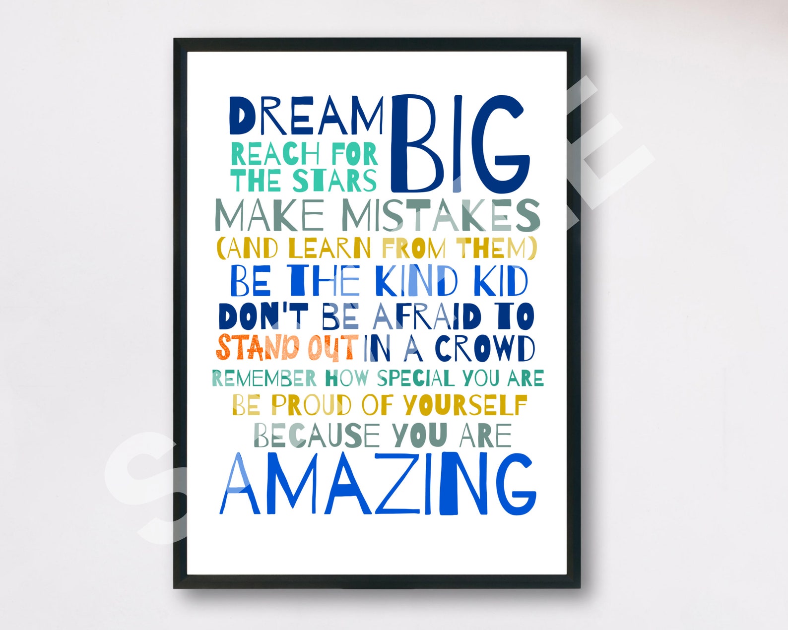 PRINTABLE encouragement quote poster gift for teen boy blue Etsy