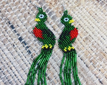 Beaded Quetzal Earrings